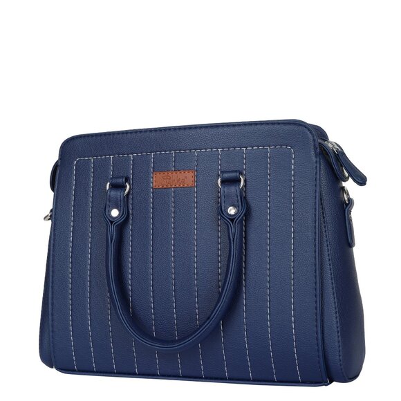 Women’s Vegan Leather Blue Top-Handle Handbag | Crossbody Sling Bag, Purse - Picture 9 of 11